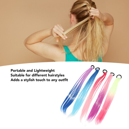 5 pezzi di extension per capelli a gradiente di colore per coda di cavallo 2