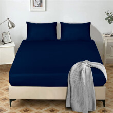 My home store Double Fitted Sheet 25 cm Deep Brushed Microfiber - Ultra Soft No-Iron Wrinkle-Resistant Plain Dyed Fitted Bed Sheets - Hypoallergenic