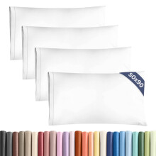 King Size Pillow Cases 4 Pack 50x90cm - Extra Soft Pillowcases, Cooling and Breathable Double Brushed Microfiber, Durable Wrinkle Free, Machine