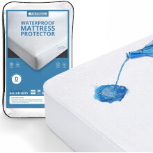 Acrali Home 100% Waterproof Mattress Protector Double Bed With Extra Deep 40 CM Skirt, Premium Terry Towel Cotton, Anti Allergy Double Mattress