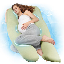 Nuliie Pregnancy Pillow for Sleeping, U Shaped Full Body Pillow with Washable Cooling Fabric Cover, Maternity Pillow Support for Back, Hips, Legs for