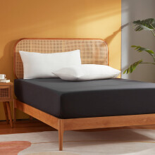 Sonive Super King Fitted Sheet, Easy Care 30 cm Deep Brushed Microfibre Elastic Black Fitted Bed Sheets, 180 x 200 + 30cm