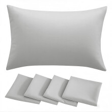 RUIKASI Grey Pillow Cases 4 Pack - Light Grey Plain Pillowcases with Envelope Closure Breathable Premium Brushed Microfiber Set of 4 Pillow Covers