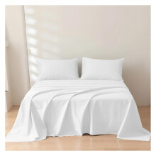 Rehan & Co Flat Sheet Super King Size White 100% Egyptian Cotton 300 Thread Count Hotel Quality Bedding Plain Dyed Breathable Flat Bed Sheets (275cm x