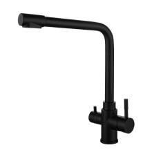 Black Stainless Steel Kitchen Faucet with Filter, Triple Channel Hot and Cold, Brushed RustResistant