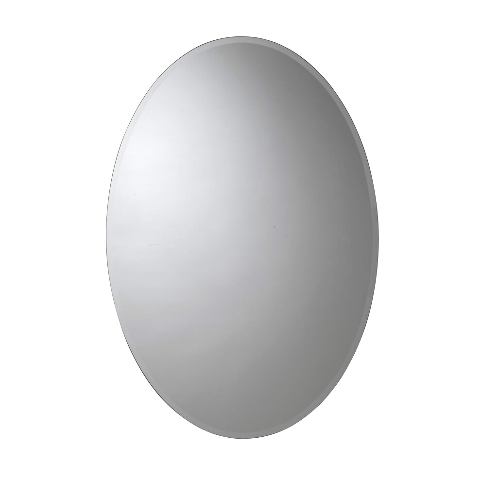 Croydex Orwell Oval Aluminium Bathroom Mirror Cabinet, Single Door Bathroom Cabinet With Mirror, Recessed/Surface Mount, Easy Hang 'N' Lock
