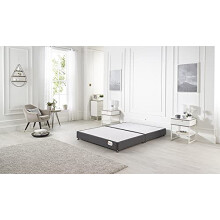 Bed Centre Platform Divan Bed Covered in Luxury Plush, Linen and Tweed Fabric (Charcoal Plush, Double 135 x 190cm)