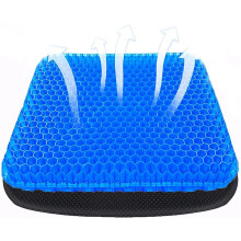Gel Seat Cushion for Long Sitting,Cushion Chair Pad,Double Thick Breathable Cool Pad with Non-Slip Cover Honeycomb Design Relieving Back coccyx Pain