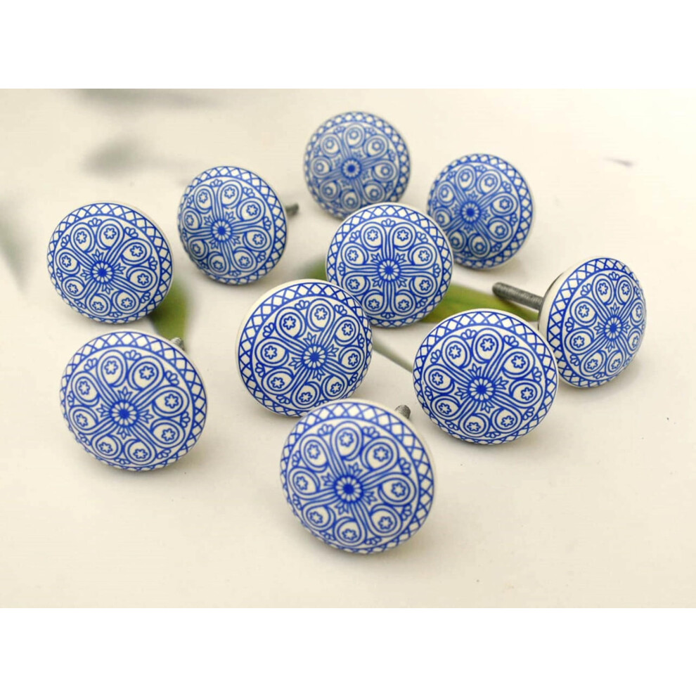 Artisno Ceramic Knobs Colorful Blue For Kitchen Cabinets Bathroom Cupboards Dresser Drawers Chest Handmade Pottery Set Of 10 5051222800546