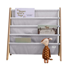 3 Sprouts Recycled Fabric Kids Bookshelf ? 4-Tier Sling Book Rack Storage - Kids Room Book Shelves, Nursery, Playroom, Classroom - Bookcase Display
