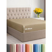 Double Fitted Bed Sheet 135x190x40 cm ? Extra Deep Fitted Sheet for Mattresses up to 40 cm (16") ? Soft Brushed Microfiber ? Wrinkle, Shrinkage & Fade