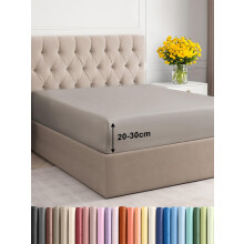 Single Fitted Bed Sheet 90x190x30cm - Deep Fitted Sheet for Mattresses up to 30 cm (12") - Soft Brushed Microfiber - Wrinkle, Shrinkage & Fade
