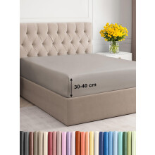 Double Fitted Bed Sheet 135x190x40cm - Extra Deep Fitted Sheet for Mattresses up to 40 cm (16") - Soft Brushed Microfiber - Wrinkle, Shrinkage & Fade