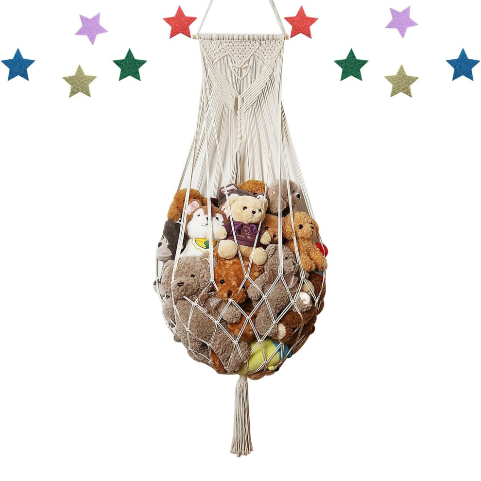 Teddy Hammocks Stuffed Animals Toy Storage Hammock Corner Hanging Organizer Holder Macrame Plush Toy Net For Teddy Bears Nursery Bedroom D?Cor Xizao