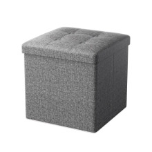Oak & Tea Storage Ottoman, Foldable Storage Bench, Small Footrest, Cube Storage Unit, 3 Storage Boxes with Lid, Footstool, Comfy Toy Chest for Bedroom