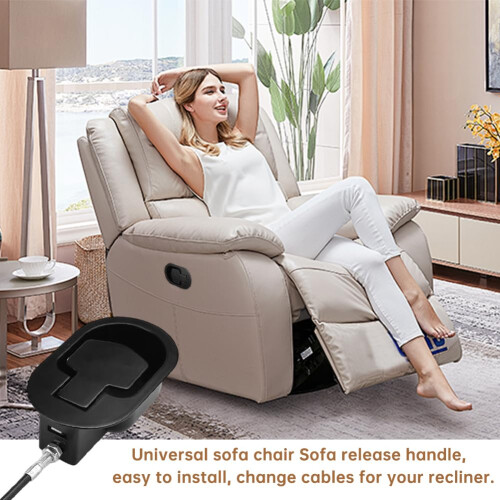 ZESHGON Recliner Release Pull Handle, Aluminium Alloy Universal Chair Release Pull Handle Replacement with Cable, Metal Chair Recliner Handle 2
