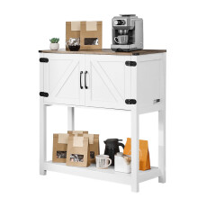 VEVOR Coffee Bar Cabinet, 31.5 x 13.8 x 34.6 in Farmhouse Coffee Bar Cabinet with 3-Tier Storage, Table with Magnet Doors, Farmhouse Sideboard Buffet