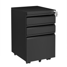 LVSTEEL Mobile Filing Cabinet, Lockable 3 Drawers with Suspension File Hanging Rails, With 4 Keys, Lockable Office Drawers Cabinet for Letter/Legal/A4
