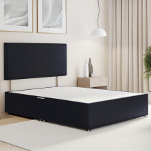 ComfoRest Single Divan Bed Base with Headboard - 3FT - (Black Plush) - Supportive Frame for Everyday Use - Minimal Design for Guest or Spare Rooms -