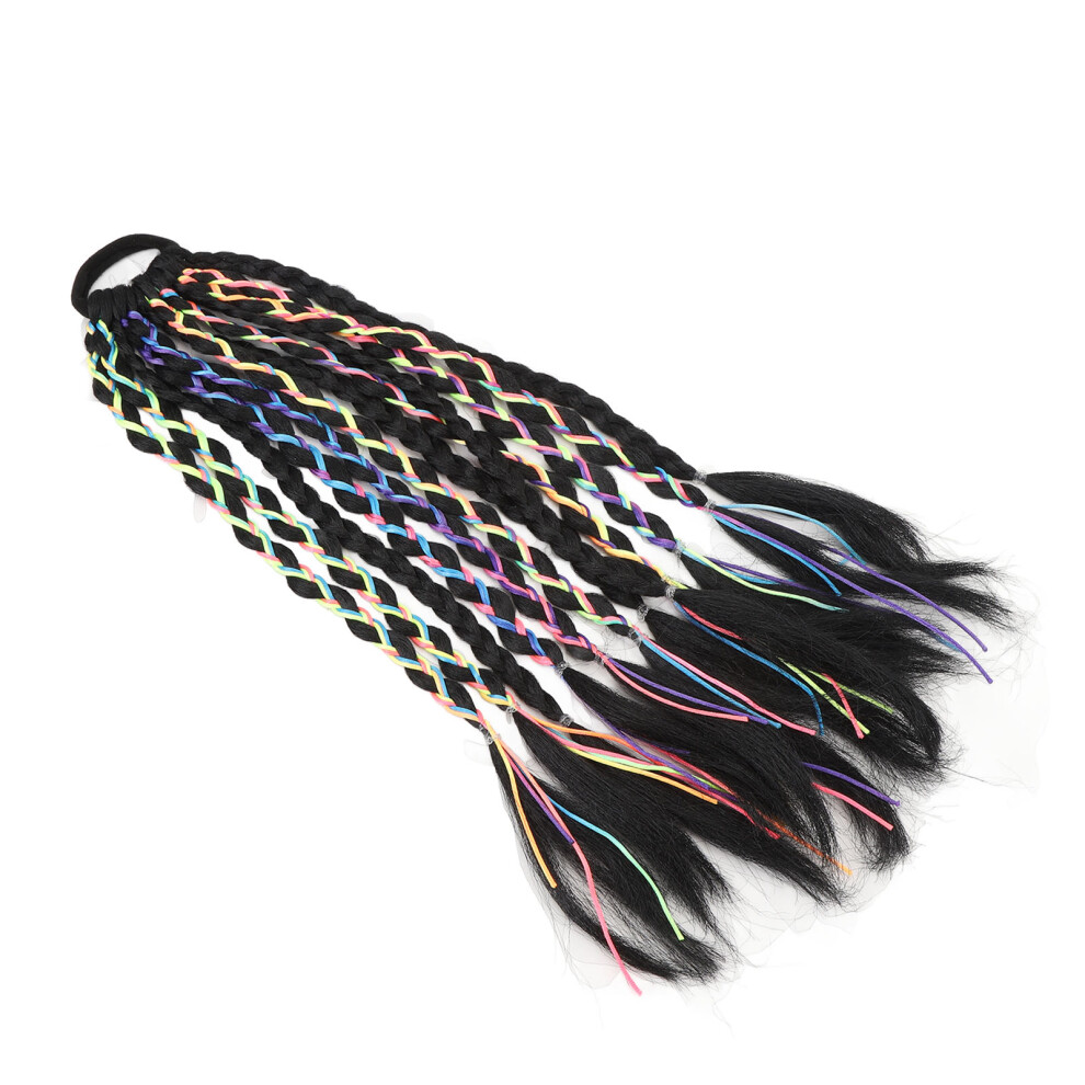 Unisex 2Pcs Colorful Braided Ponytail Hair Extensions Wig