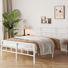 Yicensen Small Double Bed Frame 4ft with Curved Headboard and Footboard, 36cm Height Small Double Metal Bed Frame with Heavy Duty Slats, Underbed