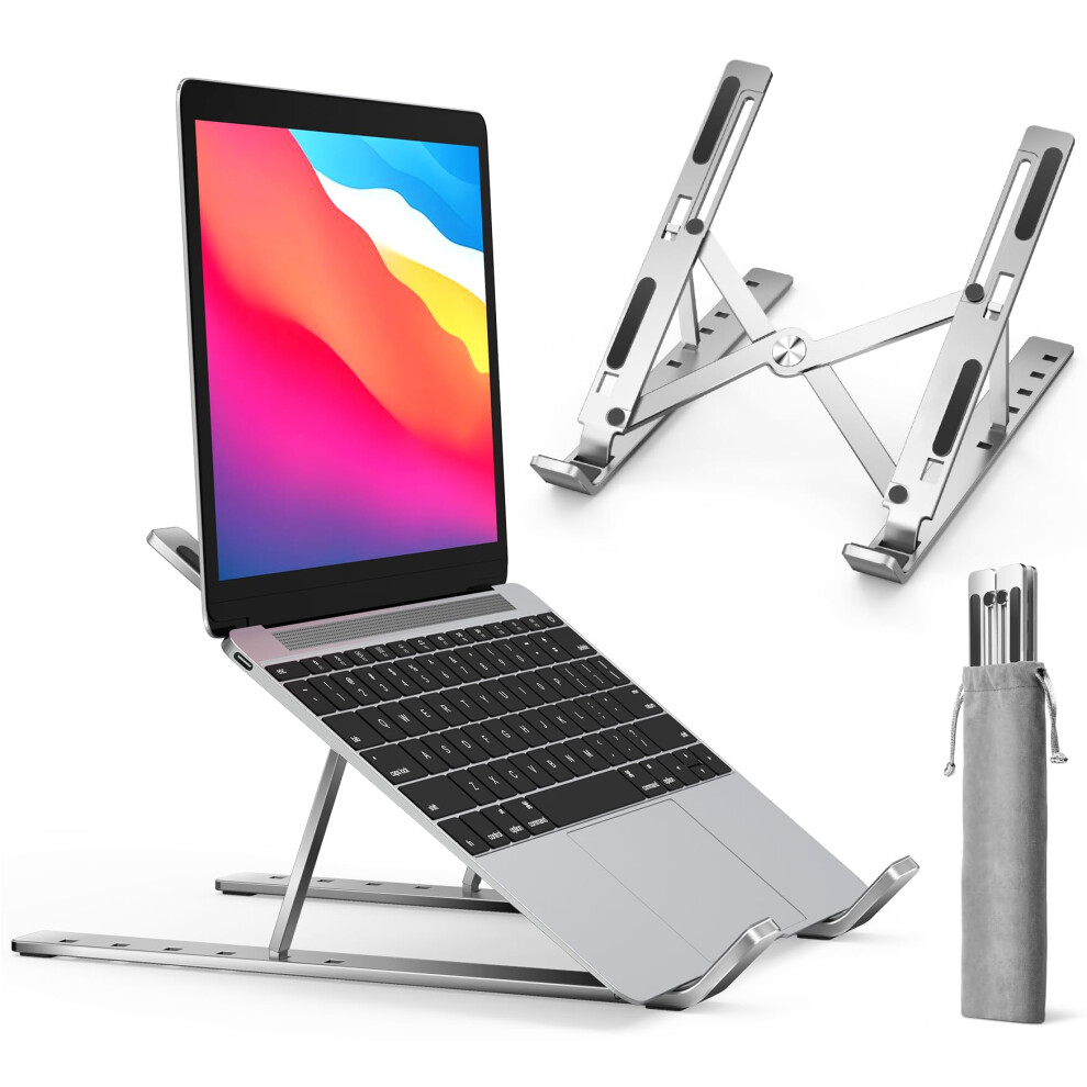 Ivoler Laptop Stand For Desk, Adjustable Laptop Riser Aluminum Ergonomic Foldable Portable Tablet Holder, Notebook Stand For Macbook, Lenovo, Dell, 5051222808115