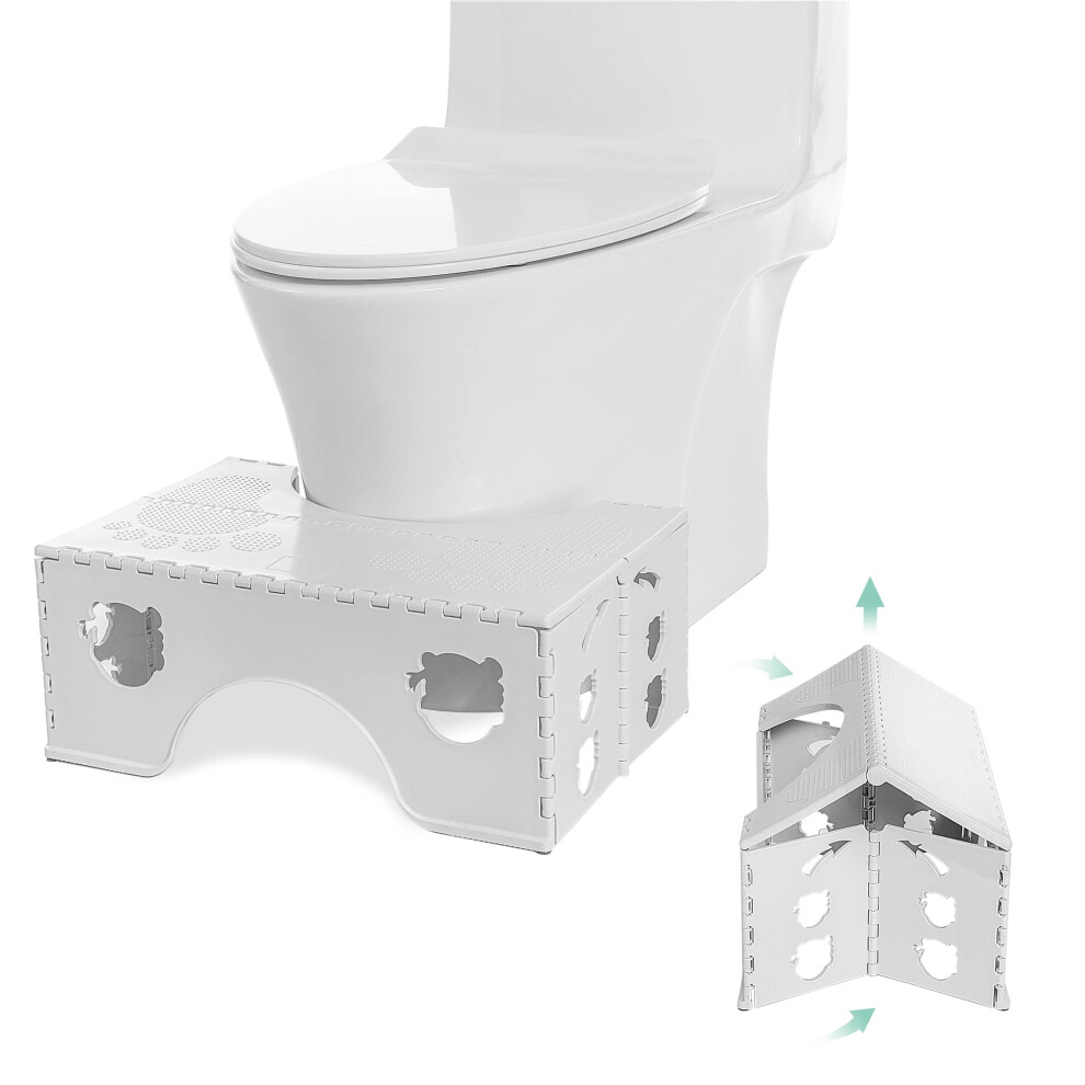 Fanwer Foldable Toilet Stool, 7Inches Healthy Bathroom Squatting Posture Poop With Anti-Slip Feet,Easy To Storage Toilet Squat