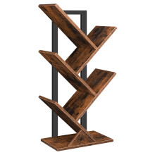 HOOBRO Tree Book Shelf 71 cm, 4-Tier Small Bookcase, Floor Free Standing Bookshelf, Desktop Bookcase, Display Book Magazine CDs Rack, Rustic Brown and