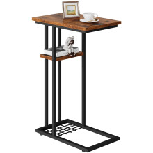 YMYNY C Shaped Side Table, Small Table Bedside Tables, Slim Narrow Coffee Table Sofa Side Table for Small Spaces, Living Room, Bedroom, Industrial,