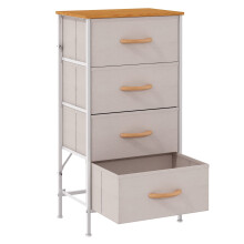 KU Syang Dresser with 4 Drawers - Fabric Chest of Drawers with Large Storage Space, Modern Tall Tower Unit Storage Organiser for Living Room/Bedroom,