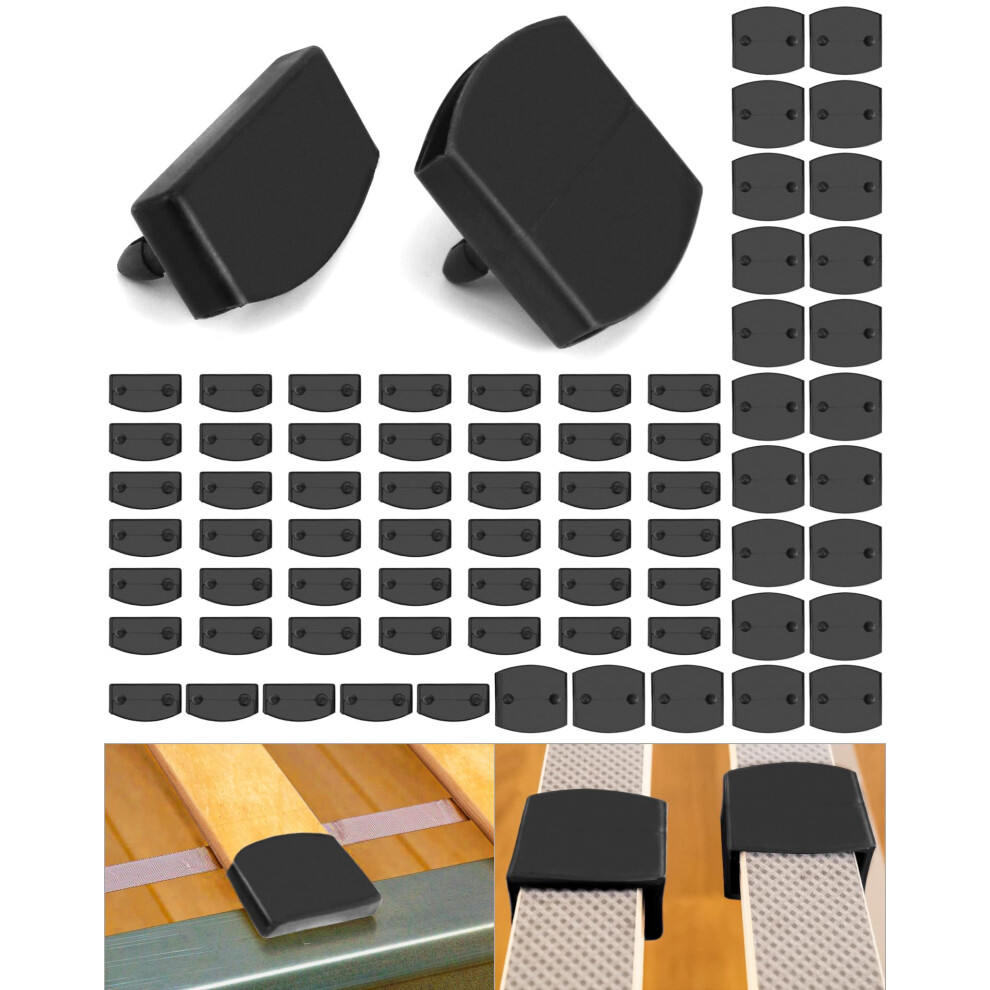 Qwork 72 Pcs Plastic Bed Slat Caps, Side And Center Bed Slats Holders Replacement For Single, Double And King Size Beds (55Mm X 9Mm Inside)