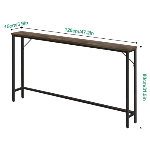 FURWOO Slim Console Table for Hallway Industrial Compact Display Table Sofa Table for Small Spaces(Rustic Brown) 2