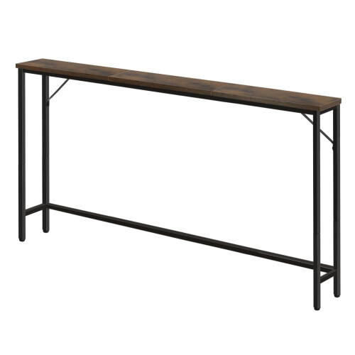 FURWOO Slim Console Table for Hallway Industrial Compact Display Table Sofa Table for Small Spaces(Rustic Brown)