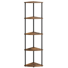 SONGMICS HOME Superfast Toolless Assembly, 5-Tier Corner Shelf, Corner Shelving Unit, Corner Storage Stand, 38.3 x 27 x 139 cm, Living Room, Bedroom,