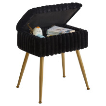 Aibiju Velvet Dressing Table Stool, Rectangular Vanity Stool with Storange, Make up Stool with 4 Metal Legs,Pouf Couch Stool for Makeup Room, Bedroom,