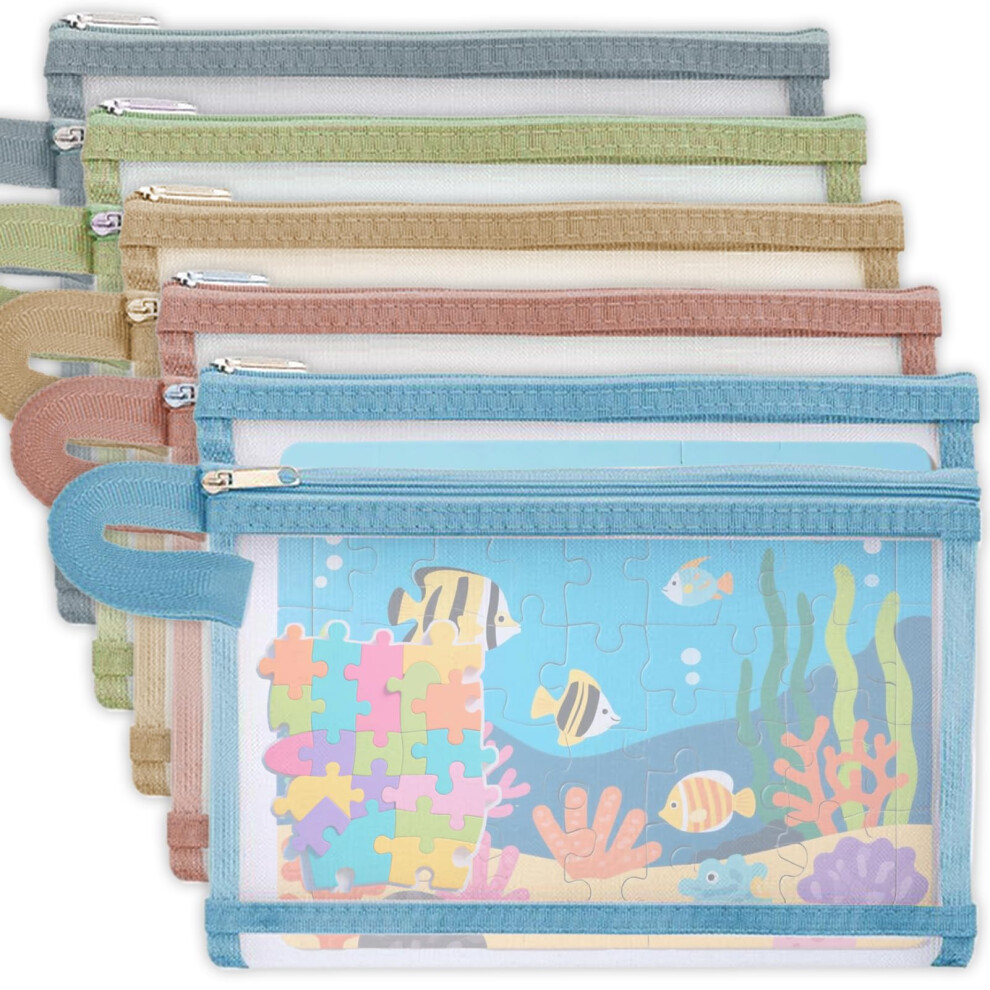 Alguirnex 5Pcs Mesh Toy Storage Bags, A5 Double-Layer Nylon Mesh Zipper Pouch Bags For Board Games Puzzles Building Blocks Scrapbook, Clear Kids Toy