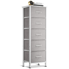 Coleshome Tall Chest of Drawers Bedroom, Small and Narrow Drawers with 5 Fabric Drawers, Suitable for Bedroom and Living Room, Sturdy Steel Frame,
