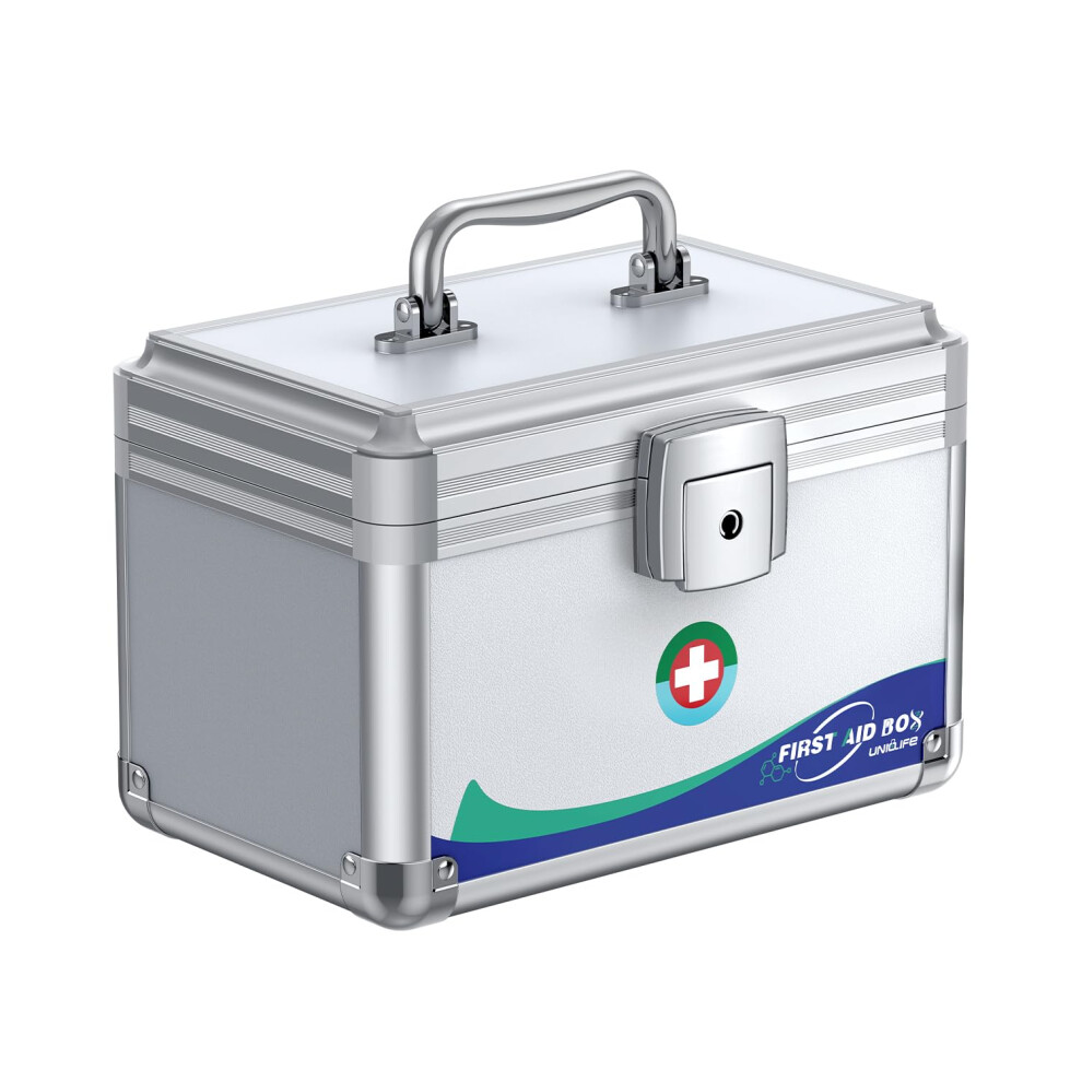 Uniclife Portable Lockable Security Medication Lock Box With Handle ? Metal Lockable Medicine Storage Box, Dedicated Medicine Lock Box & Multi-Purpose