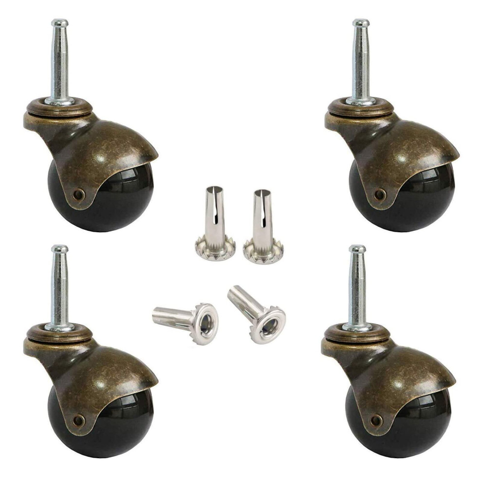 Antique Furniture Caster Wheels, 2 Inch Ball Casters Plate Casters, Vintage Swivel Caster Ball Wheels With Top Mounting Plate For Sofa Chair Cabinet 5051222811863