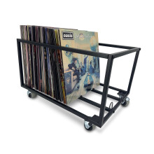 Vinyl Record Storage Holder With Wheels - Holds up to 100 LP - Album Holder Display Stand - Vinyl Record LP Storage organizer - Sturdy Metal Structure