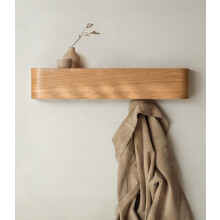 Kazai. Wall-Mounted Coat Rack 'Toke' | Modern Design Coat Rack with Hidden Wall Hooks | Solid Wood Veneer Panel Coat Hanger | Oak