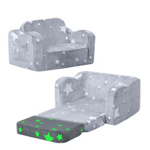 MeMoreCool Kids Couch Sofa, Folding Toddler Chair Bed, Soft Plush Fold Out Kids Armchair Floor Mini Sofa Glow in The Dark, Comfy Baby Recliner for