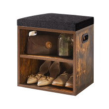 YMYNY Shoe Storage Bench with Cushion, 2 Tier Shoe Rack with Padded Seat, Adjustable Shoe Organizer Cabinet for Entryway, Living Room, Hallway,