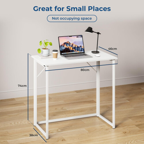 Dripex Dripex Folding Desk Foldable Small Computer Desk Writing Table for Small Place Easy Assembly, White 2