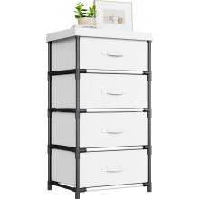 WANGIRL Fabric Chest of Drawers Bedroom, 4 Drawers Storage Unit with Sturdy Steel Frame, Dresser Drawers for Bedroom, Living Room, Hallway, Office and