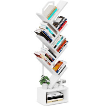 Coleshome Tree Bookshelf, 6-Tier Floor Standing Bookcase, Bookcases suitable for bedrooms and living rooms, Wooden bookshelves suitable for bedrooms