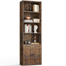 Coleshome 6-Tier Bookcase with Doors and Cabinet, Bookshelf Floor Standing Display Storage Shelf, Bookcases for Home, Office, Living Room, Bedroom,