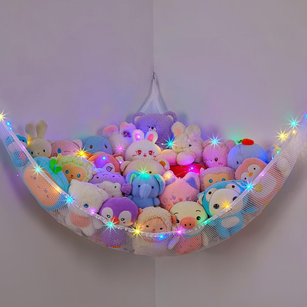 Toy Hammock For Stuffed Animals Soft Toy Storage Net With Led Cuddly Toys Organizer Holder Large Corner Hanging Net Plush Macrame Kids Light Mhjy