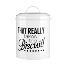 Premier Housewares 507479 Pun and Games Biscuit Canister, White 14 x 14 x 16 cm