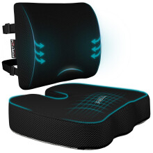 FORTEM Office Chair Cushion and Back Support for Office Chair, Lumbar Support Pillow, Memory Foam, Non Slip Sitting and Back Rest for Gaming, Car Seat